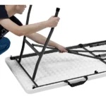 White 6 Foot Fold-in-Half Plastic Table, Indoor Outdoor, Scratch Resistant, Stain & UV Damage, Built-in Carry Handle (Shipment from Walmart) - Image 4