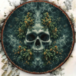 CIFbuy 1pc 8x8in Vintage Gothic Skull & Flowers Sign, "" Vintage Gothic Skull & Flowers Sign, Skull & Flowers Sign, 2D Flat Round Plaque TikTok, Temu Self-pickup Logiaqics - Image 3