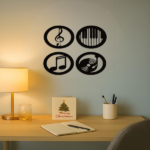 CIFbuy Vintage Music Themed 4 Piece Wall Art Decor Set Elegant Black iron Frame Gift for Music Lovers (TikTok, temu pick-up service) - Image 10