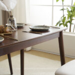Rubber wood soft bag deep walnut dining table and chair set 1 table 4 chairs beige cushion rectangular - Image 29