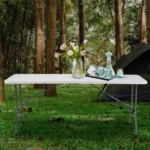 8FT Folding Picnic Table for Outdoor, Portable Fold-in-Half Plastic Dining Picnic Party Table with Carrying Handle (Shipment from Walmart) - Image 5