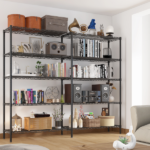 5-layer double row, freely adjustable layer spacing, with adjustable feet, display stand, iron, 177*40*180cm, powder-coated black