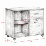 Lateral File Cabinet with Wheels – Mobile Printer Cart with Open Shelves & Drawers, Holds A4 Documents - Image 5