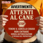 CIFbuy 1pc Vintage Italian "Beware Of Dog" Warning Sign, 8-Inch Round Metal Plaque With Stop Symbol & Dog Icon, Outdoor Aluminum Decor TikTok, TikTok, Self-pickup Logiopics - Image 2
