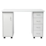Double Edged Manicure Nail Table with Drawer White - Image 4