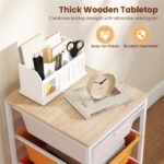 4-Drawer Rolling Storage Cart, Mobile Utility Organizer with MDF Wooden Top (Macaron) - Image 10