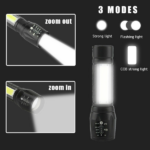 4Pcs Mini Zoomable LED Flashlight USB RechargeableCamping Hiking Flashlight Work light (US Logistics For USPS/DHL/Fedex/UPS. No designated logistics accepted TK/TMEU only For self-pickup - Image 2