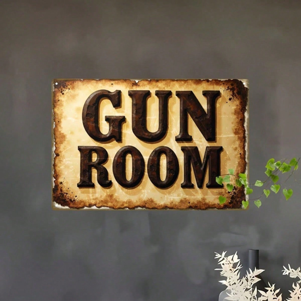 CIFbuy Vintage Gun Room Metal Sign Retro Tin Plaque Wall Art, Old Texture Iron Decor For Living Room Bar Man Cave Home Decoration TikTok, TikTok, n Self-pickup Logiopics