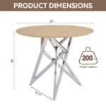 37Inch Round Dining Table, Small Round Kitchen Table With Silver Metal Legs, Suitable For 2 To 4 People, Modern Dining Room Table, Burlywood. - Image 14