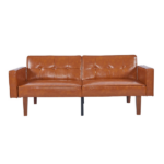 Modern PU Leather Futon Sofa with Tufted Backrest, Adjustable Reclining Couch with Wood & Metal Legs, Mid-Century Style Sofa for Living Room - Image 3