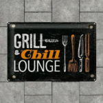 CIFbuy 1pc Art Deco Iron Sign Grill & Chill Lounge" Lounge Vintage Metal Plaque 7.87x, Weatherproof Rustproof UV Resistant 2D Flat Wal & Chill Lounge VikTok, & Chill Lounge VikTok, t Self-pickup Logiopics