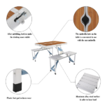 Same Code 44641025 136*85.5*67cm 50kg Aluminum Alloy Table And Chair One Piece Camping One Piece Table And Chair Wood Grain Color - Image 11