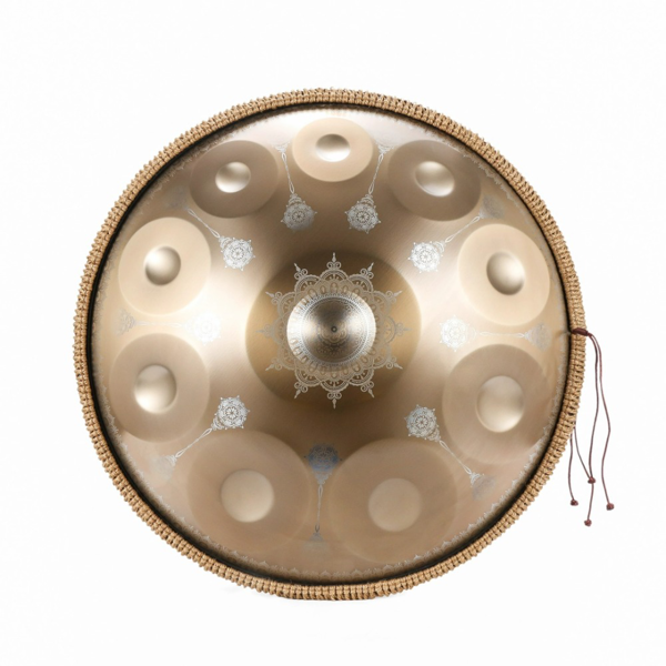 11182107_1 10 Notes Mandala Pattern Gold Handpan Drum Decorative Steel Percussion Instrument - Image 1