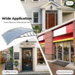 Awning for Door Entrance Window, 38x40 Inch Window Canopy Exterior, UV Rain Snow Protection for House Porch Patio Deck, Gray Bracket & Gray Blue Board - Image 4