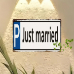 CIFbuy Retro Just Married 2D Flat Iron Sign, Vintage Handcrafted Metal Wall Decor Plaque, Creative Wedding Anniversary Gift, 7.87x11.81 TikTok, TikTok, 1.81 Self-pickup Logiopics - Image 4