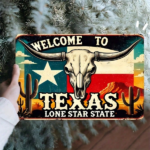 CIFbuy Vintage Texas Welcome Sign 8x12 Inch Aluminum Wall Decor, Rustic Bull Skull & Cactus 2D Flat Metal Plaque For Home Office Bedroo TikTok, TikTok, Self-pickup Logiopics - Image 5
