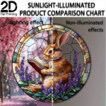 CIFbuy Rabbit Reading Book Acrylic Stained Glass Hanging Decor for Garden Home Living Room Creative Gift (TikTok, temu pick-up service) - Image 3