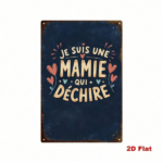 CIFbuy Vintage French Je Suis Une Super Grand-Mère Metal Sign, Retro Heart Pattern Tin Plaque, 2D Flat Decorative Wall Art For Grandma TikTok, TikTok, dma Self-pickup Logiopics - Image 2