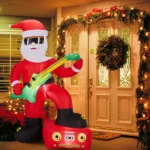 7.5FT Lighted Christmas Inflatable Decoration, Inflatable Black Santa Playing Electric Guitar, Funny Blow Up Yard Decorations with Built-in LED Lights for Holiday Party Front Yard Lawn Garden Decor - Image 10