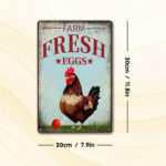CIFbuy Vintage Fresh Chicken Farm Eggs Metal Tin Sign" Rustproof UV Resistant Weatherproof Durable Iron Wall Art, Iron Wall Art, 2D Flat Unframed 1pc Tin SigikTok, Tin SigikTok, t Self-pickup Logiopics - Image 3