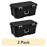 (2 pack)22 Gallon Large Wheeled , Heavy Duty Plastic Storage Trunk Container, Lockable with Wheels and Handle, Black (Shipment from Walmart)