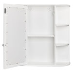 3-tier Single Door Mirror Indoor Bathroom Wall Mounted Cabinet Shelf White - Image 10