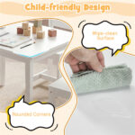 Kids Wooden Table and Chairs Set (1 Table + 4 Chairs), Rubber Wood Toddler Activity Set (White - Image 8