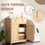Natural wood color, particleboard with melamine veneer, 60*30*80cm, double doors, single drawer, bathroom vanity - Image 9