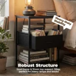 Bedside Table Charging Station Nightstand with USB/C Ports, Adjustable Drawers, 3-Tier Storage Shelf (Shipment from Walmart) - Image 6