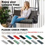Outdoor Bench Cushion, 60 × 20 × 4 Inch, Tufted Waterproof Swing Cushion with Ties, for Patio Bench or Window Seat - Image 4