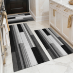 Three-piece kitchen rug set, non-slip and washable, abstract pattern kitchen hallway rug, soft and comfortable, suitable for sinks, floors, entrances, hallways and bathrooms. - Image 21
