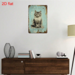 CIFbuy Retro Cat Pattern 2D Flat Metal Wall Decor Sign, 7.9*11.8Inch 1PC Vintage Rustic Metal Art Plaque, Pre-Punched Hole Easy Hanging TikTok, TikTok, ging Self-pickup Logiopics - Image 7