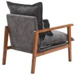 Cloud Shaped Indoor Leisure Chair with Solid Wood Armrest & Solid Wood Frame, Chenille Fabric Accent Chair with Lumbar Pillow, Single Sofa Chair Dark Grey - Image 10