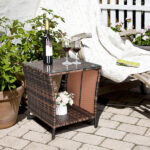 Replace 6088352 Glass Surface Brown Gradient Iron Frame Rattan Side Table - Image 36