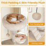 52" Tall Cat Tree Tower with Perches & Condos, Multi-Cat Playground with Scratching Posts (Beige) - Image 10