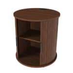 Mid Century Modern Cylinder End Table with Built-in Charging Station & Sliding Door, 2-Tier Storage Round Nightstand with USB Ports, Walnut Bedside Table for Living Room, Bedroom, Entryway - Image 15
