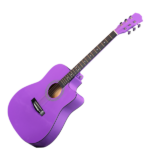 Purple 41-inch Dreadnought barrel-shaped cutaway acoustic guitar with pick, strings, capo, gig bag, tuner, wrench tool, and shoulder strap - Image 5