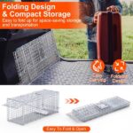 Heavy-Duty Live Animal Trap - 37x14x15 Inch Galvanized Mesh, Sensitive Pedal Trigger & Rear Release Door, Guarded Handle, Foldable Design for Raccoons, Armadillos, Small Dogs Under 55 lbs - Image 9