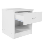 1-Drawer Bedside Table with Open Storage Space 2pcs Particleboard with Textured Melamine Surface Storage Cabinet 15.75*11.81*19.69in White - Image 13