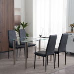 4pcs Elegant Assembled Stripping Texture High Backrest Dining Chairs Black Replace encoding 13028198-18410366 - Image 148
