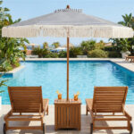 7ft Boho Patio Umbrella with Fringe Tassels, Outdoor Beach Umbrella with Aluminum Pole for Poolside Garden - Image 5