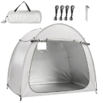 6.8x4.9FT Light Gray Arched Bicycle Storage Shed, 210D PU Silver Coated Oxford, Black Fiberglass Rod Frame, Front&Side Dual Doors, Inner Storage Bag & Portable Carry Bag