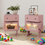 20.7" Wide Pink Robot LED Nightstand with 360° Rotating Drawer - Modern End Table - Image 9