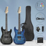 [Do Not Sell on Amazon] GST Stylish H-H Pickup Tiger Stripe Electric Guitar Kit with 20W AMP Bag Guitar Strap Blue - Image 16