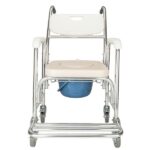 4 in 1 Multifunctional Aluminum Elder People Disabled People Pregnant Women Commode Chair Bath Chair White - Image 2