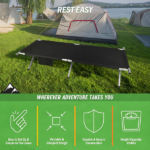 Portable Folding Camping Cot with Carrying Bag Army (Black) - Image 7