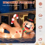 9.8ft Reclining Gingerbread Man, 6 LED Lights, Drawstring Bag, Christmas Inflatable Decoration, 12V, 1500mA, US Standard - Image 8