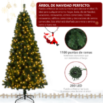 Replace 27794076 FCH 7ft 1100 Branches PVC Material DIY 200 Lights Warm Color 8 Modes Christmas Tree Green - Image 11