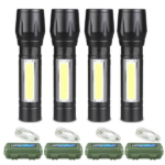 4Pcs Mini Zoomable LED Flashlight USB RechargeableCamping Hiking Flashlight Work light (US Logistics For USPS/DHL/Fedex/UPS. No designated logistics accepted TK/TMEU only For self-pickup