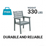 HDPE Outdoor Terrace Dining Chair Set, low maintenance - for gardens, backyards and decks - grey (backrest) - Image 3